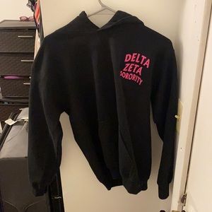 Black and Pink Delta Zeta Sorority Hoodie Merch Anti Social Social Club